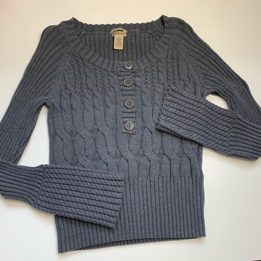Ruffhewn grey cable knit sweater